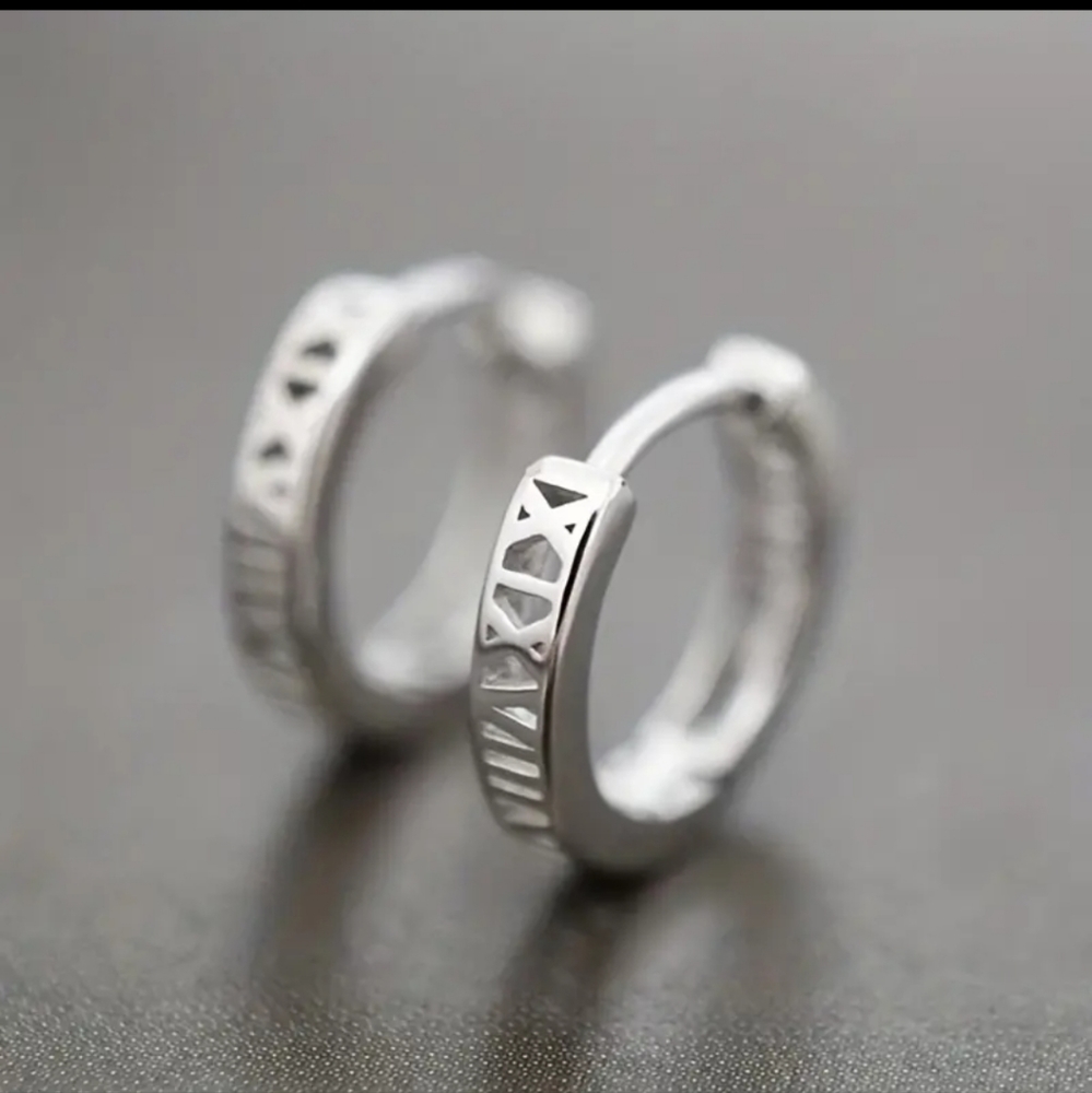🎊🎊NEW🎊🎊BEAUTIFUL!! Roman Numeral Huggie Hoop Earrings in SILVER